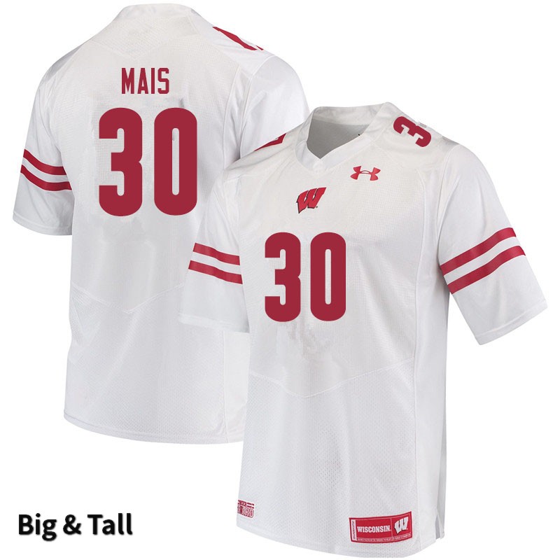 Wisconsin Badgers Men's #30 Tyler Mais NCAA Under Armour Authentic White Big & Tall College Stitched Football Jersey RQ40V00DE